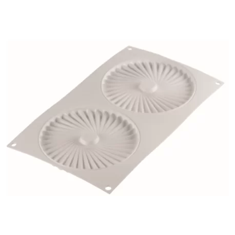 Silikomart Professional PLISSÉ 100 by Jérôme de Oliveira Pleated Round Silicone Mold - 140 x 10mm 100ml - 2 imprints