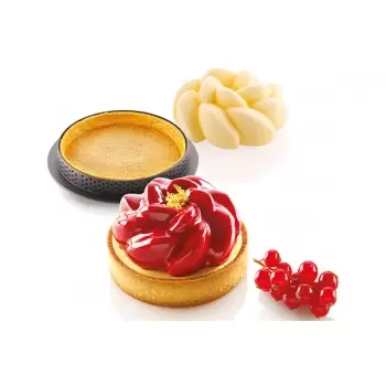 Silikomart Professional KIT TARTE RING FLEUR Ø 80 mm Kit Mold by Christophe Michalak - 80 x 20mm - 90ml - 6 imprint mold