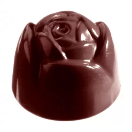 Chocolate World CW2244 Polycarbonate Rose Flower Chocolate Mold - 28 x 28 x 20 mm - 12 gr - 4x8 Cavity - 275x175x24mm Valenti...