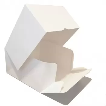 Pastry Chef's Boutique 15230 White Cardboard Pastry Cake Entremets Boxes - 18 x 18 x 10 cm - Pack of 50. Pastry Boxes