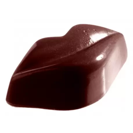 Chocolate World CW1296 Polycarbonate Glossy Lips Chocolate Mold - 49 x 26 x 17 mm - 15gr - 3x7 Cavity - 275x135x24mm Valentin...