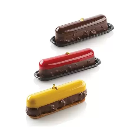 Silikomart L’Éclair 120 by Johan Martin Silicone Mold Set - 135 mm x 28 mm x 37 mm - 8 Cavity - 120 ml