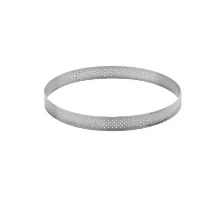 De Buyer 3099.06 De Buyer Stainless Steel Perforated Tart Ring - 3/4'' High Round Ø 6 1/4'' Round Tart Ring