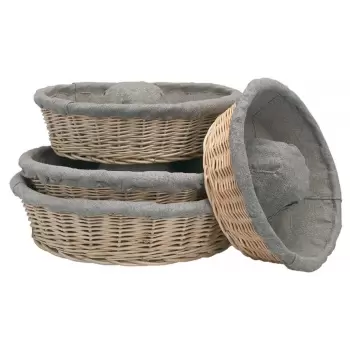 Matfer Bourgeat Banneton Linen Lined Crown Proofing Basket 13 3/5'' x 3 1/2'' - 3 1/3 Lb Bread