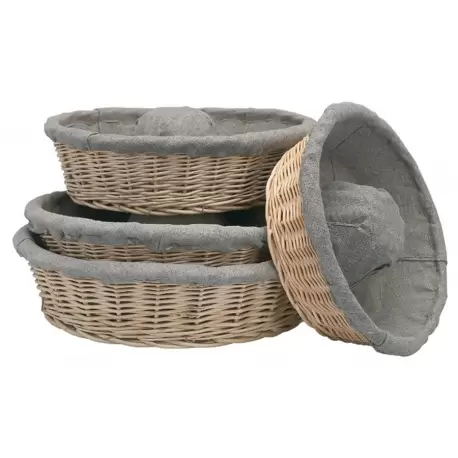 Matfer Bourgeat Banneton Linen Lined Crown Proofing Basket 13 3/5'' x 3 1/2'' - 3 1/3 Lb Bread