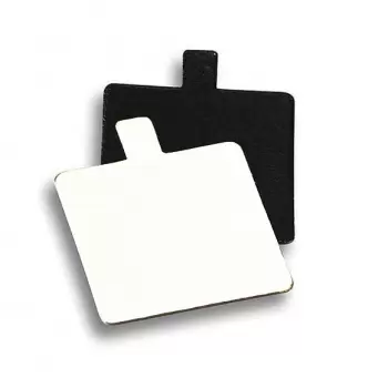 Pastry Chef's Boutique 15562WH Square Monoportion Double Sided White / Black Cake Board 3.1''x3.1'' - 8 x 8 cm - 200 pcs Mono...