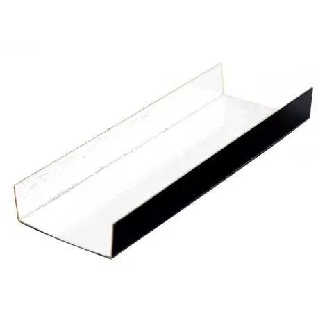 Pastry Chef's Boutique 15596WH Black / Gold Long Rectangle Foldable Monoportion Board - 13 x 4.5 cm - White Inside - 200pcs M...