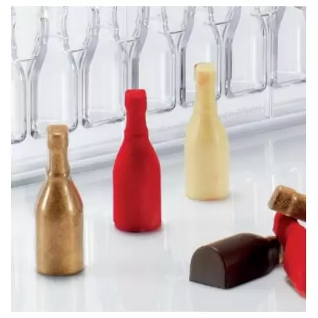 Martellato MA3011 80052 Polycarbonate SMALL BOTTLE Praline Chocolate Mold - 60.2x60.6x15.8mm cavities - 12gr - 18pcs Holidays...