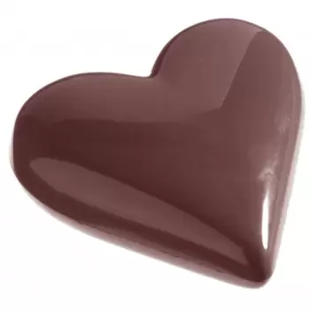 Chocolate World CW1148 Polycarbonate Glossy Heart Chocolate Mold - 119 x 104 x 23 mm - 205gr - 275x135x24mm Valentine's Molds