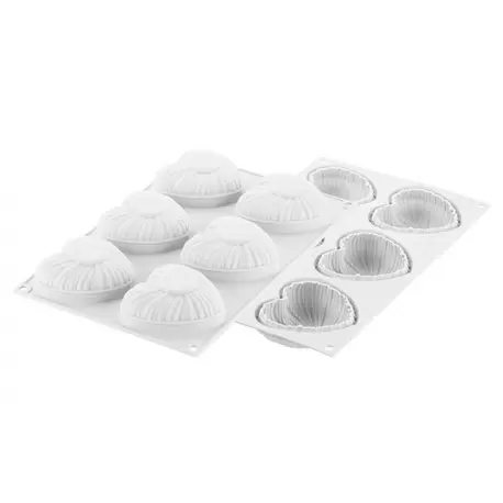 Silikomart LOVELY 110 Heart silicone single portions mold - 82x77x61mm - 110ml - 6 indents