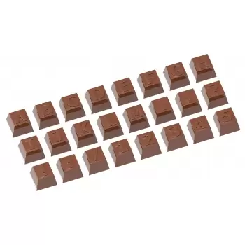 Chocolate World CW1628 Polycarbonate Alphabet (Part 1) - 24 Figures - 26 x 26 x 18 mm - 12gr - 3x8 Cavity - 275x135x24mm Them...