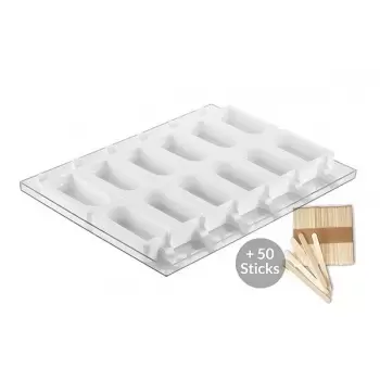 Silikomart GEL12 Cremino Set of 2 Ice Cream Molds - Tray and 50 Sticks