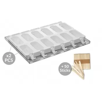 Silikomart GEL11 Shock Set of 2 Ice Cream Molds - Tray and 50 Sticks