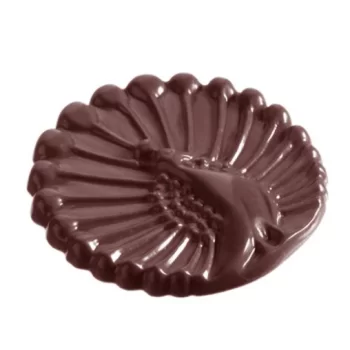 Polycarbonate Peacock Caraque Chocolate Mold - 51 x 51 x 5 mm - 8gr - 2x5 Cavity - 275x135x24mm