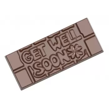 Polycarbonate Get Well Soon Tablet Bar Chocolate Bar - 118 x 50 x 8 mm - 45gr - 1x4 Cavity - 275x135x24mm