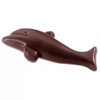 Chocolate World CW2382 Polycarbonate Dolphin Chocolate Mold - 73 x 26 x 8 mm - 8.5gr - 2x8 Cavity - 275x175x24mm Themed Molds