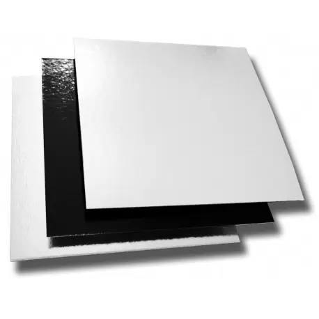 Pastry Chef's Boutique P15802 Black/White Square Cake Board - 20cm - 8'' - 100pcs Cake Boards