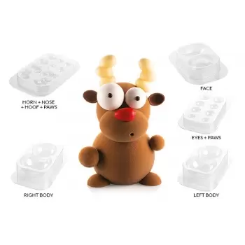 Silikomart 70.105.99.0065 Silikomart Kit Rudolf Christmas Reindeer Mold - 147x236 - 12.301ml Thermoformed Chocolate Molds