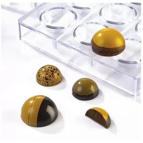 Martellato MA5008 Polycarbonate Hemisphere Half Sphere Chocolate Mold Ø 35x17.5mm Sphere & Domes Molds