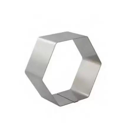 Martellato 3H5X13 Stainless Steel Entremet Hexagonal Cake Pastry Ring - 235 x 255 x 50 mm Individual Cake Rings