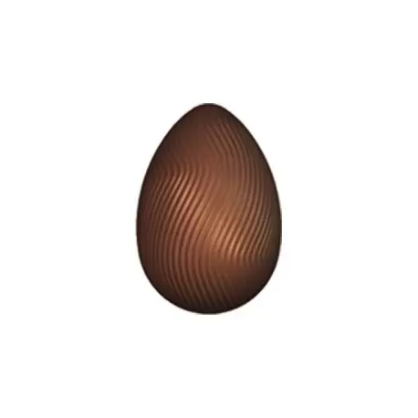 Polycarbonate Chocolate Knurled Wood Effect Egg Mold - 210 x 139.5 mm - 1 Cavity - 275 x 175 x 24 mm