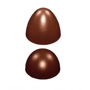 Chocolate World E7009/190 Polycarbonate Glossy Vertical Chocolate Egg Mold Top: H116 mm - Bottom: H74 mm - 2 Cavity Easter M...