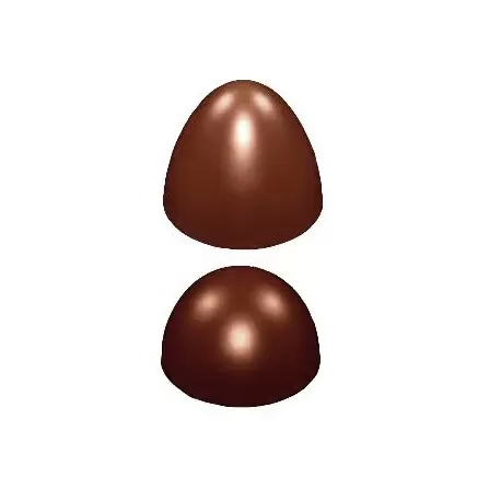 Chocolate World E7009/190 Polycarbonate Glossy Vertical Chocolate Egg Mold Top: H116 mm - Bottom: H74 mm - 2 Cavity Easter M...