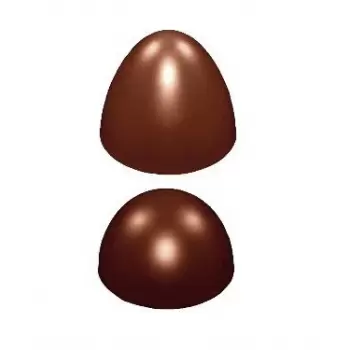 Chocolate World E7009/150 Polycarbonate Glossy Vertical Chocolate Egg Mold Top: H83 mm - Bottom: H67 mm - 2 Cavity Easter Molds