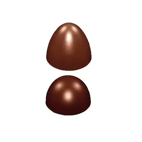 Chocolate World E7009/150 Polycarbonate Glossy Vertical Chocolate Egg Mold Top: H83 mm - Bottom: H67 mm - 2 Cavity Easter Molds