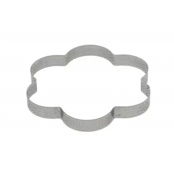 Pastry Chef's Boutique 06626 Stainless Steel Perforated Flower Circle Tart Ring - 6 Parts - Ø 24 x 2.5 cm Other Shaped Rings