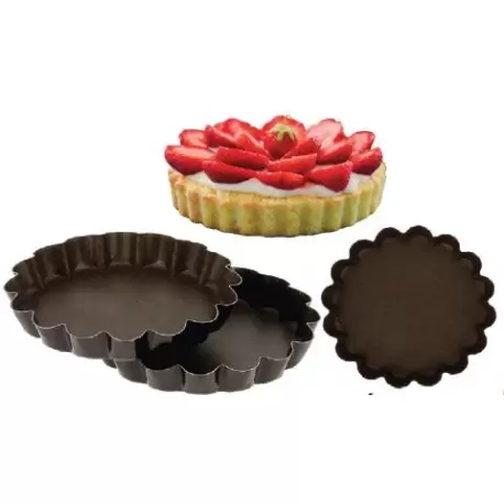 10377 Flower Fluted Non-Stick Mini Tart Baking Pan - Ø10 x 1.8 cm - Pack of 12 Tart & Quiches Pans