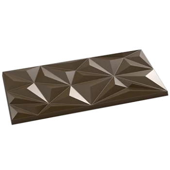 Pastry Chef's Boutique PCB504 Polycarbonate Geometric Pyramid Indent Tablet Bar Mold - 156x75x8mm - 82gr - 1x3 Cavity - 275x1...