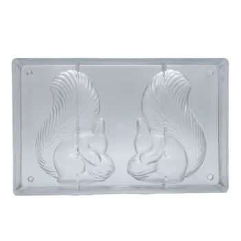 Polycarbonate Squirrel Chocolate Mold - 149 x 105 mm - 2 x 1 Cavity - 275 x 175 mm