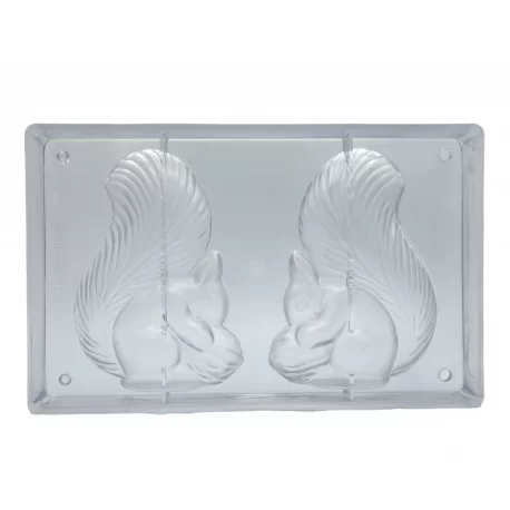 Polycarbonate Squirrel Chocolate Mold - 149 x 105 mm - 2 x 1 Cavity - 275 x 175 mm