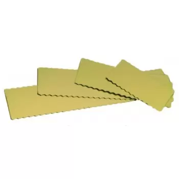 Pastry Chef's Boutique 15831 Gold Wavy Rectangular Log Cake Boards - 24.5cm x 10cm - Pack of 50 Cake Boards