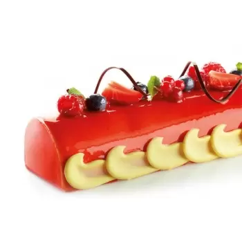 Silikomart Professional Full Size Tronco Yule Log Cake Mold - 495 x 80 x 63 mm - 2137 ml - 4 Cavity