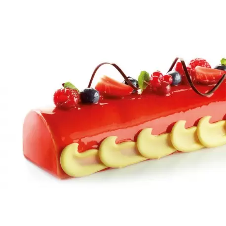 Silikomart Professional Full Size Tronco Yule Log Cake Mold - 495 x 80 x 63 mm - 2137 ml - 4 Cavity