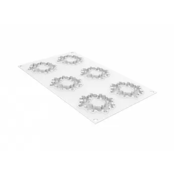 Silikomart Professional Flora 19 Silicone Top Mold - h7.5mm x Ø75mm - 19ml - 6 cavity