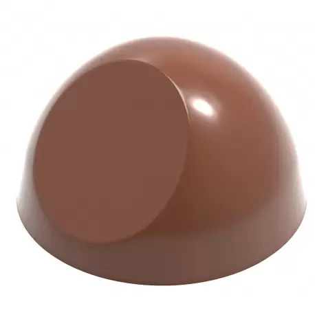 Chocolate World CW1561 Polycarbonate Half Sphere Flat Chocolate Mold - Ø 27.5mm - 27.5 x 27.5 x 14.9 mm - 7.15gr - 3x7 Cavity...