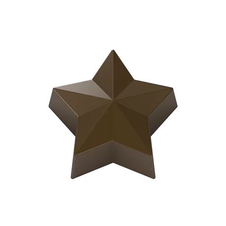 Pastry Chef's Boutique PCB593 Polycarbonate Faceted Star Chocolate Praline Mold - 37mm x 35mm x 18mm - 10gr - 4x6 Cavity - 27...