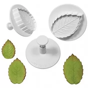 PME 10228 PME Larger Rose Leaf Plungers Cutter 3pc Set - 45mm 50mm 55mm Fondant Cutters & Plungers