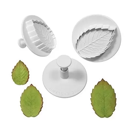 PME 10228 PME Larger Rose Leaf Plungers Cutter 3pc Set - 45mm 50mm 55mm Fondant Cutters & Plungers