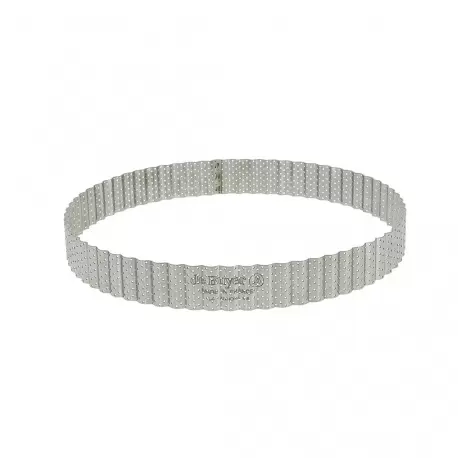 De Buyer Stainless Steel Perforated Fluted Tart Ring - Round Ø 9.5'' - 1 3/8'' High