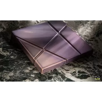 Polycarbonate Striped Chocolate Tablet Mold - 74.5mm x 74.5mm x 7.5mm - 3 cavity - 51gr