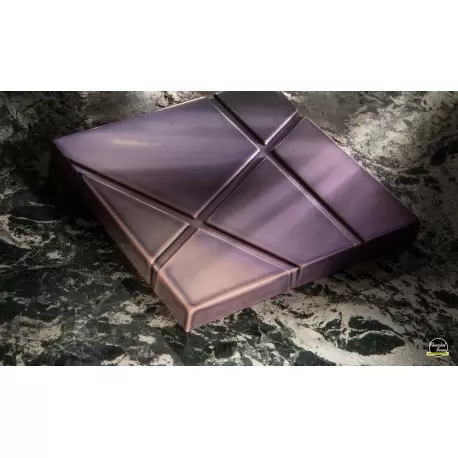 Polycarbonate Striped Chocolate Tablet Mold - 74.5mm x 74.5mm x 7.5mm - 3 cavity - 51gr