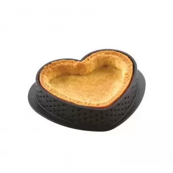 Silikomart Professional Amore Heart Tart Ring - 80mm x 70mm x h 20mm - 8pcs