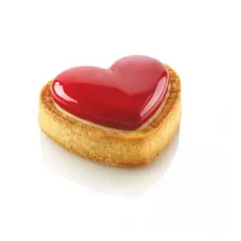 Silikomart Professional Amore Heart Tart Ring - 80mm x 70mm x h 20mm - 8pcs