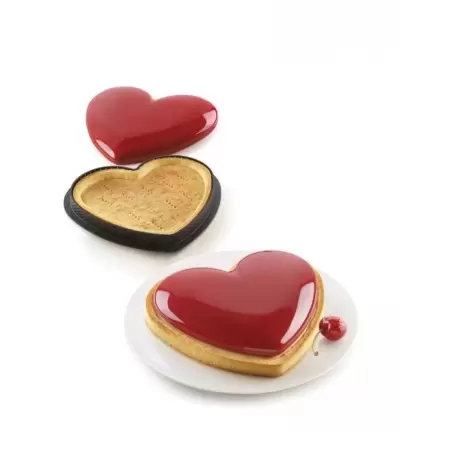 Silikomart Professional Amore Heart Tart Ring - 205mm x 190mm x h 20mm