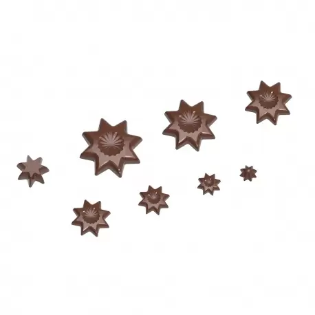 Polycarbonate Christmas Tree Stars Chocolate Mold - 80mm x 80mm x 84mm - 151gr