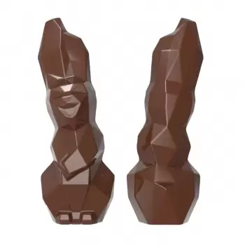 Magnetic Polycarbonate Laughing Hare Origami Easter Bunny Chocolate Mold - 59mm x 59mm x h 150mm - 2 cavity